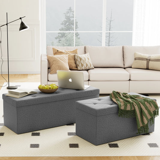 Folding Storage Ottoman Bench Living Room Hidden Storage Footstool