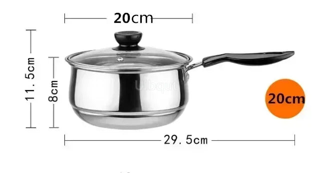 Stainless Steel Double Bottom Soup Pot Nonmagnetic Cooking Multi purpose Cookware Non stick Pan Gas cooker