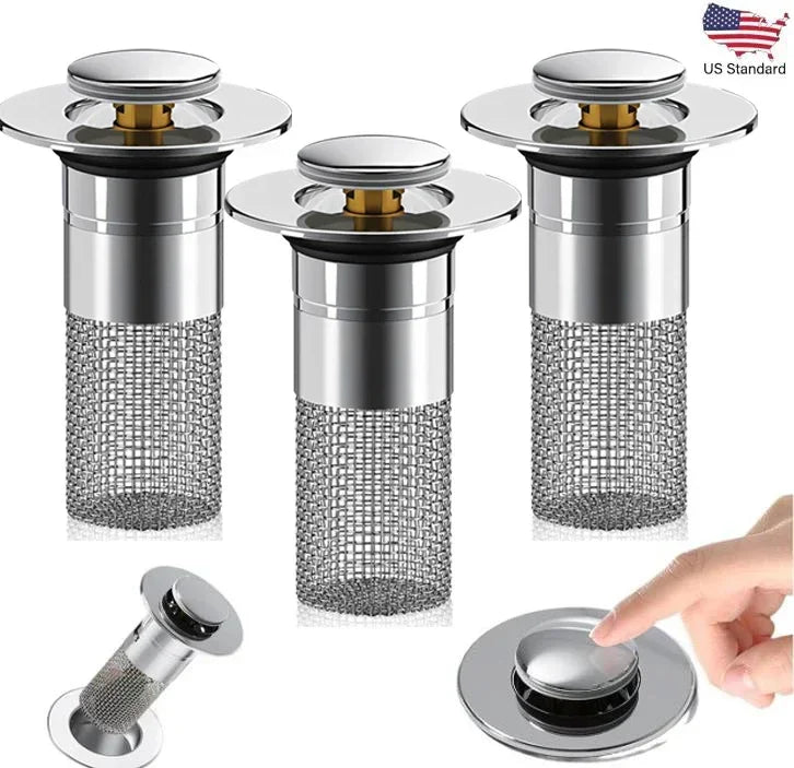 Bathroom Sink Drain Strainer with Hair Catcher Basket