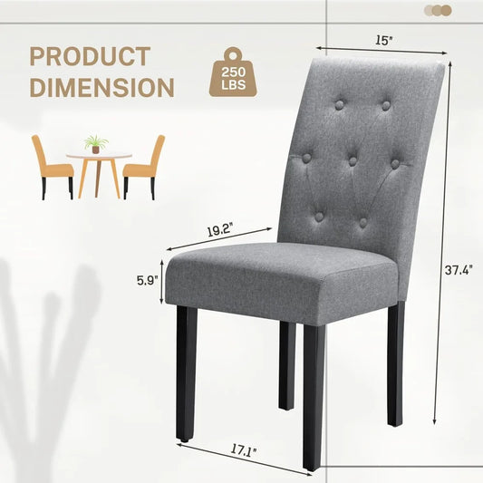 Furmax Ergonomic Dining Chairs Set of 2, Upholstered Fabric Dinning Room Chairs, Button Tufted Kitchen Chairs with Adjustable Wo