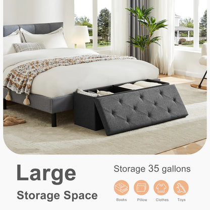 Folding Storage Ottoman Bench Living Room Hidden Storage Footstool