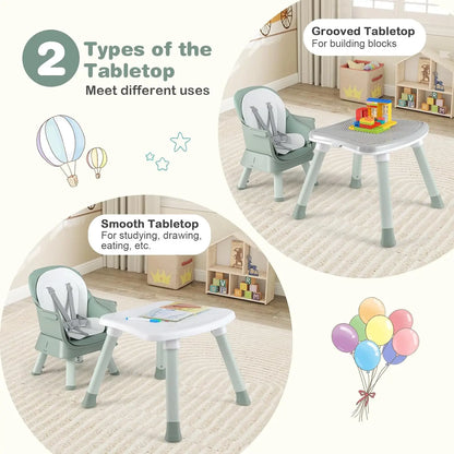 8 in 1 Convertible Highchair for Babies & Toddlers | Booster Seat | Table and Chair Set | Building Block Table |