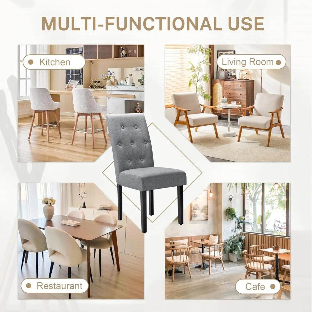 Furmax Ergonomic Dining Chairs Set of 2, Upholstered Fabric Dinning Room Chairs, Button Tufted Kitchen Chairs with Adjustable Wo