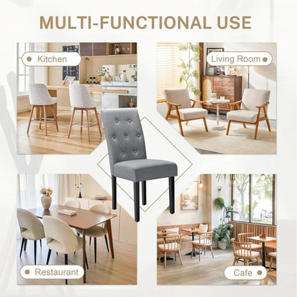 Furmax Ergonomic Dining Chairs Set of 2, Upholstered Fabric Dinning Room Chairs, Button Tufted Kitchen Chairs with Adjustable Wo