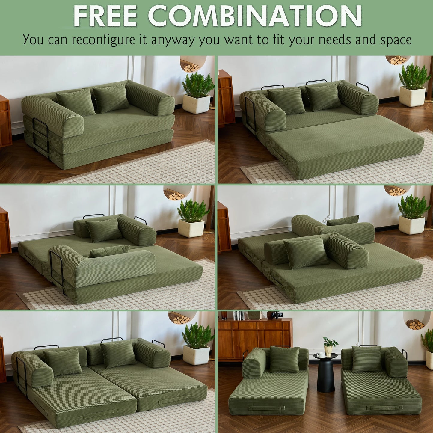 Convertible Floor Sofa Bed Foldable Compressed Loveseat