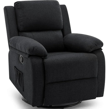 Swivel Rocking Recliner, Compact Upholstered Fabric Recliner Chair