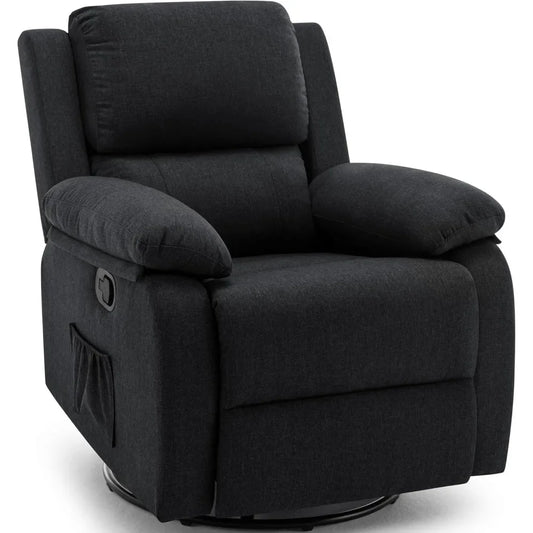Swivel Rocking Recliner, Compact Upholstered Fabric Recliner Chair