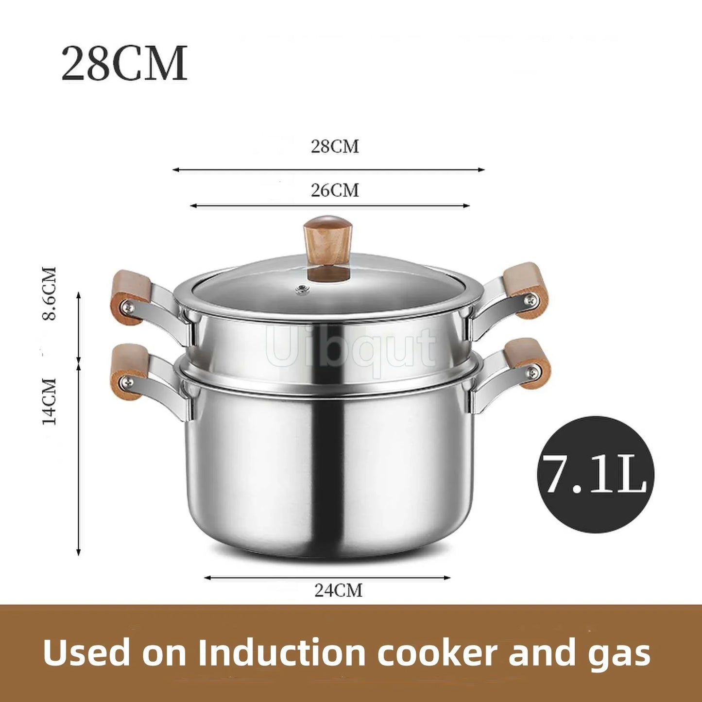 Stainless Steel Double Bottom Soup Pot Nonmagnetic Cooking Multi purpose Cookware Non stick Pan Gas cooker