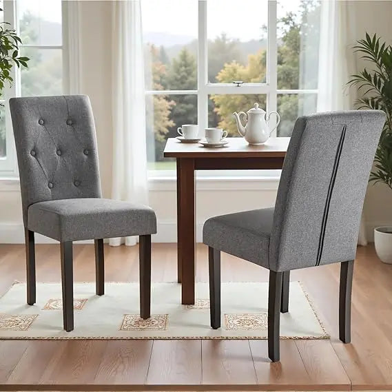 Furmax Ergonomic Dining Chairs Set of 2, Upholstered Fabric Dinning Room Chairs, Button Tufted Kitchen Chairs with Adjustable Wo