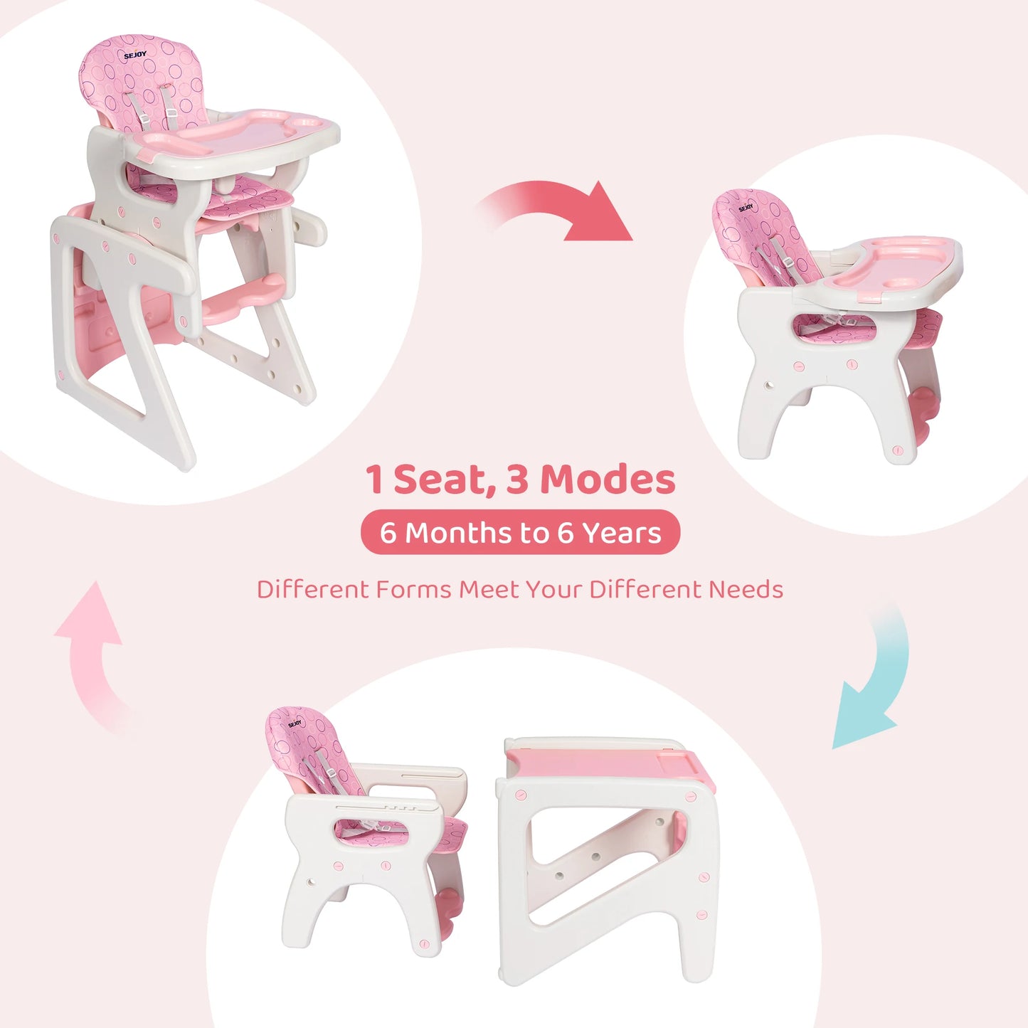 Convertible Baby Seat Highchairs Adjustable