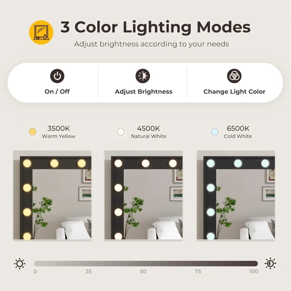 Vanity Desk With Mirror & Lights