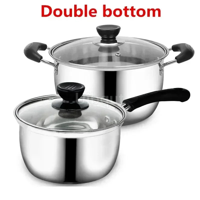 Stainless Steel Double Bottom Soup Pot Nonmagnetic Cooking Multi purpose Cookware Non stick Pan Gas cooker