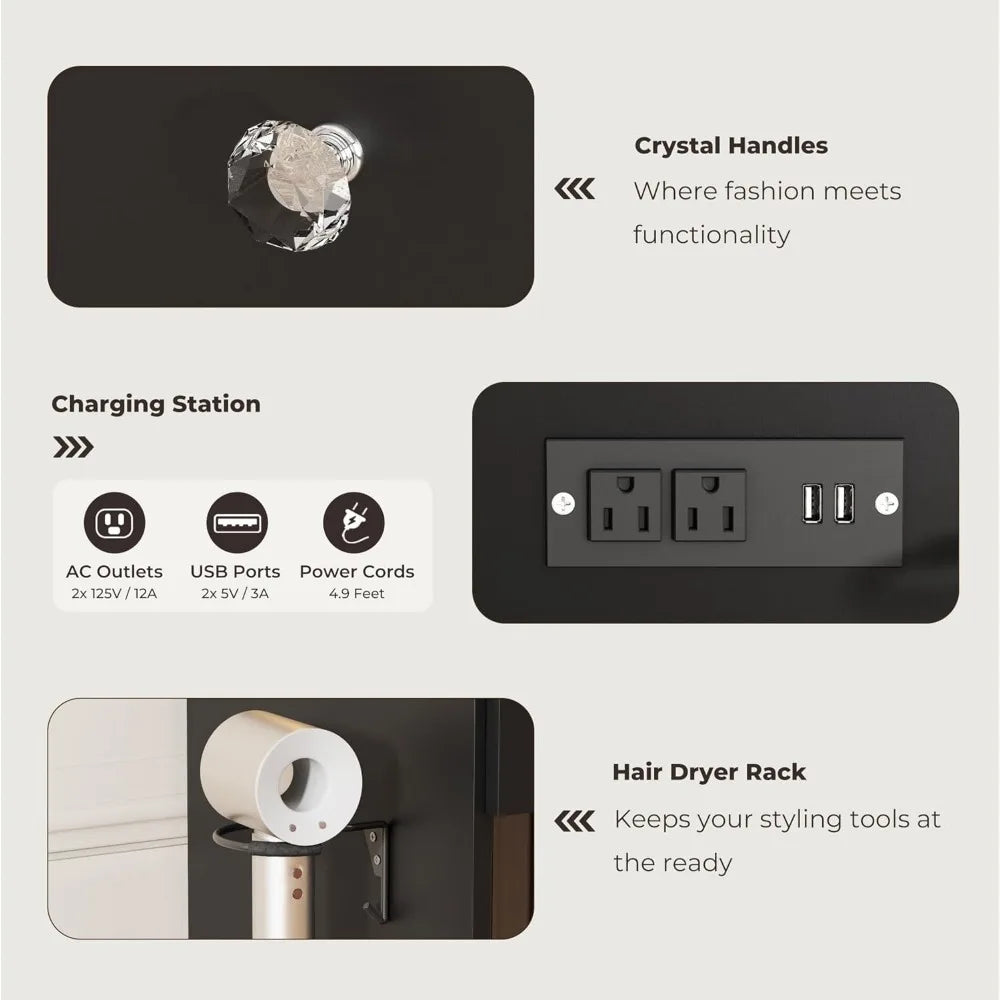 Vanity Desk With Mirror & Lights