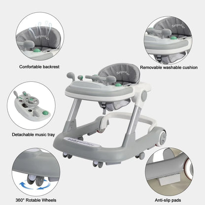 Toddler Baby Push Walker with Removable Feeding Tray and Music Tray