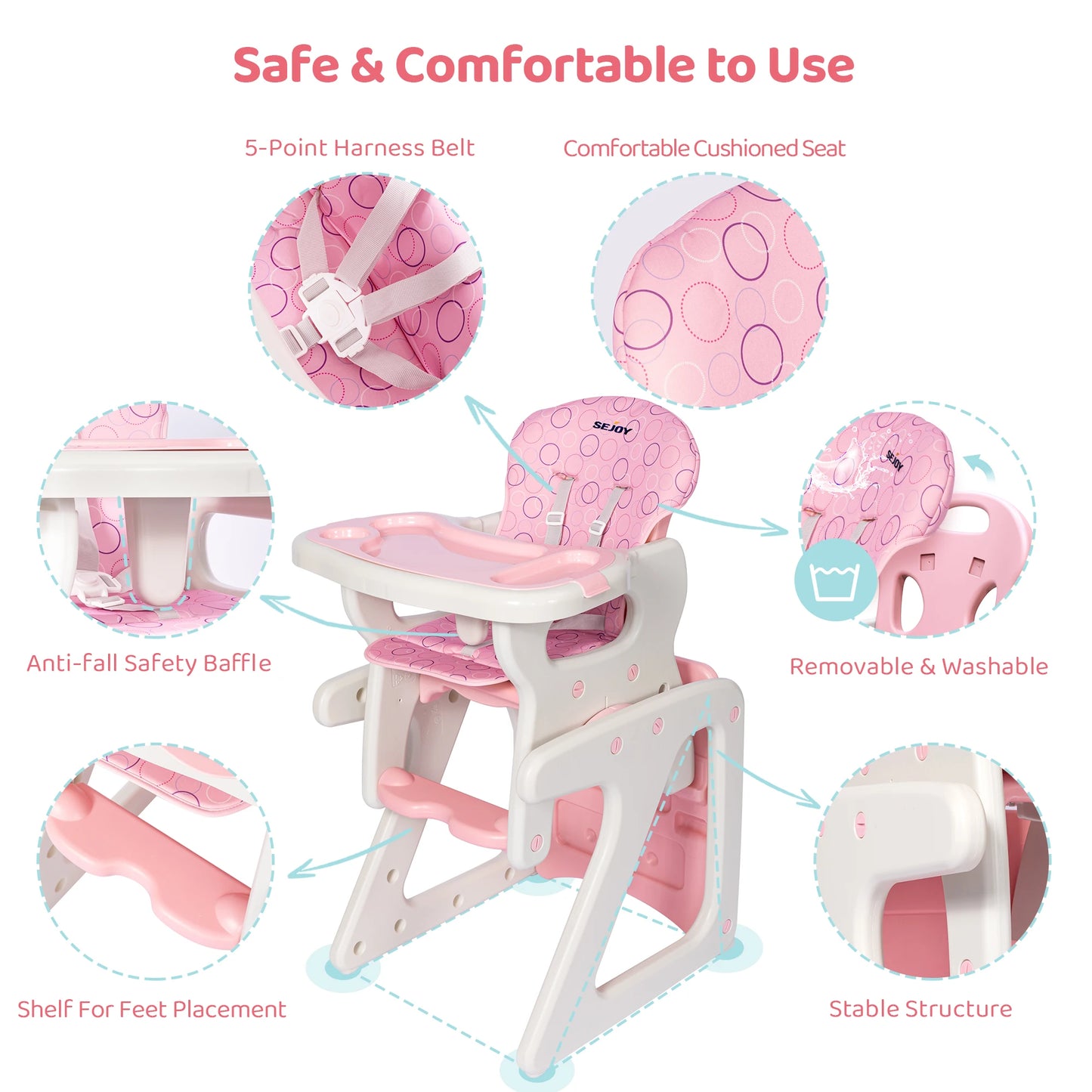 Convertible Baby Seat Highchairs Adjustable