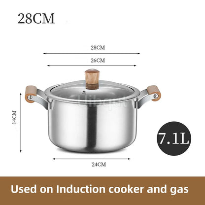 Stainless Steel Double Bottom Soup Pot Nonmagnetic Cooking Multi purpose Cookware Non stick Pan Gas cooker