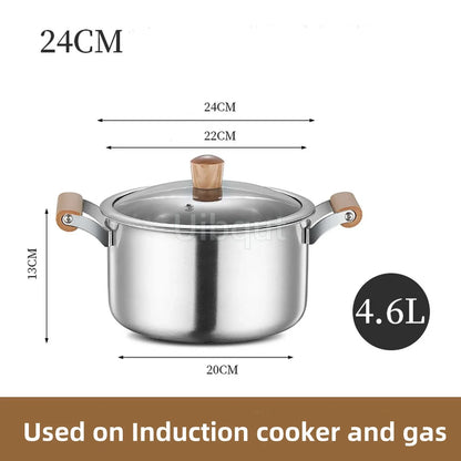 Stainless Steel Double Bottom Soup Pot Nonmagnetic Cooking Multi purpose Cookware Non stick Pan Gas cooker