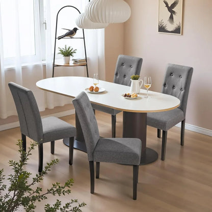 Furmax Ergonomic Dining Chairs Set of 2, Upholstered Fabric Dinning Room Chairs, Button Tufted Kitchen Chairs with Adjustable Wo