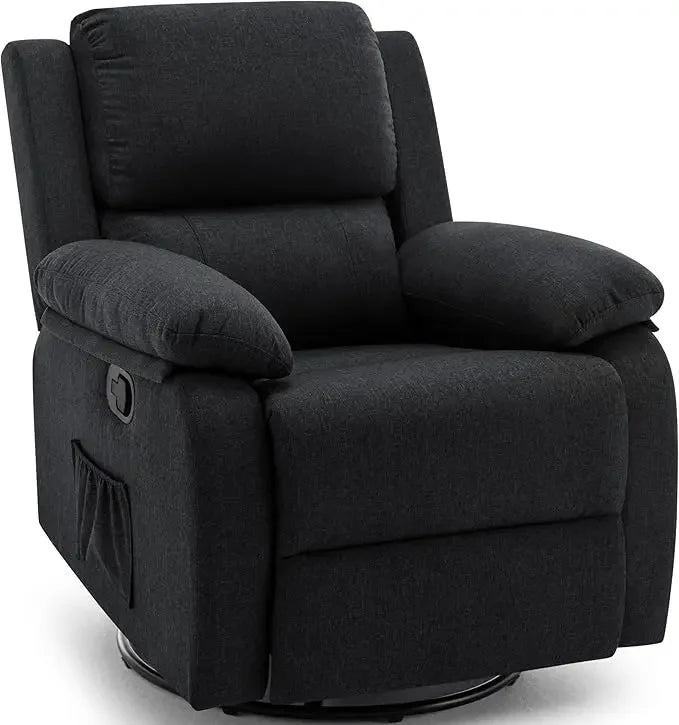 Swivel Rocking Recliner, Compact Upholstered Fabric Recliner Chair