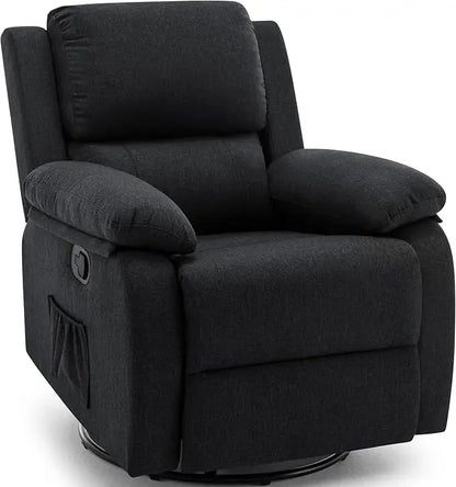 Swivel Rocking Recliner, Compact Upholstered Fabric Recliner Chair