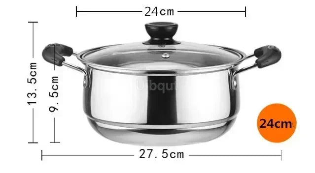 Stainless Steel Double Bottom Soup Pot Nonmagnetic Cooking Multi purpose Cookware Non stick Pan Gas cooker