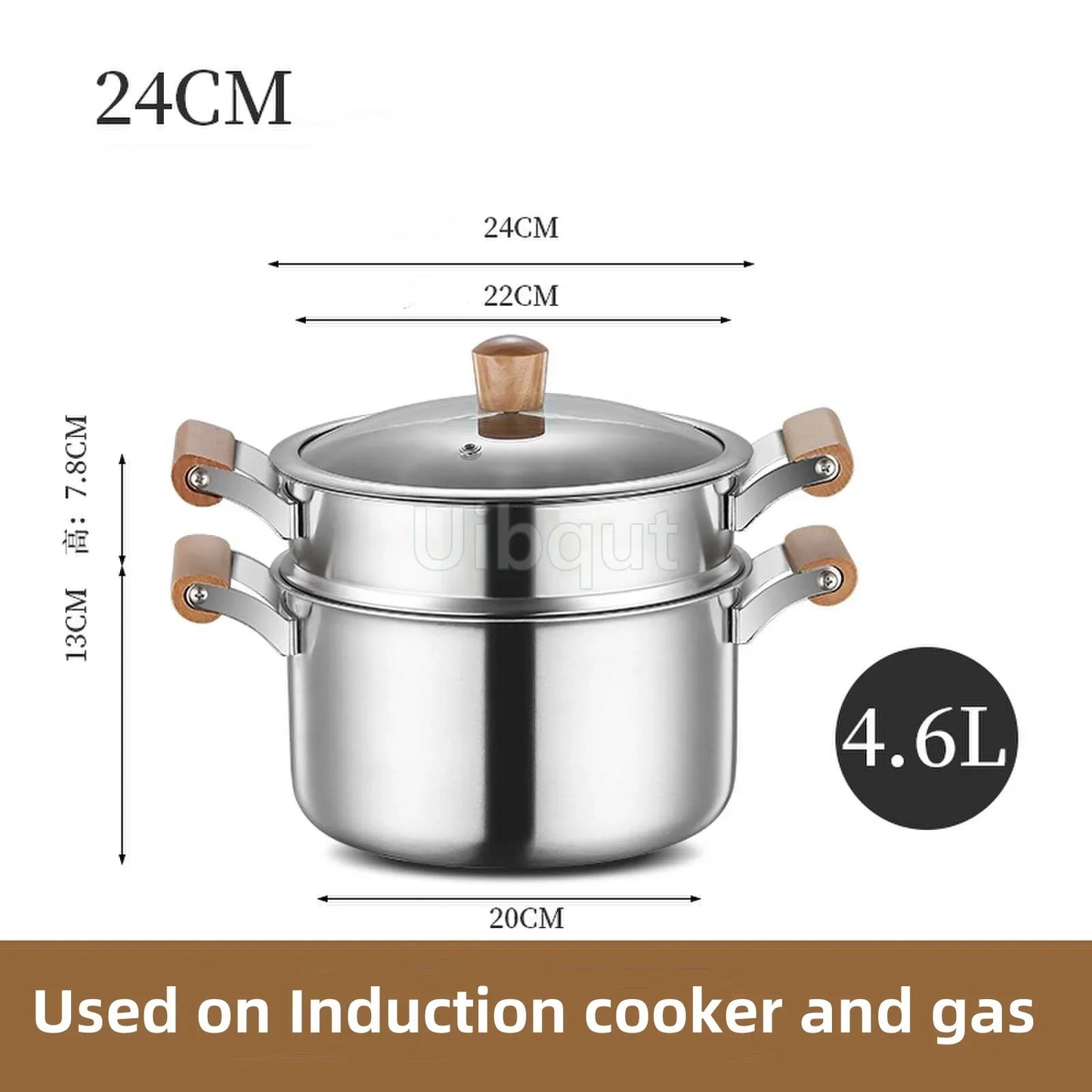 Stainless Steel Double Bottom Soup Pot Nonmagnetic Cooking Multi purpose Cookware Non stick Pan Gas cooker
