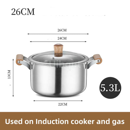 Stainless Steel Double Bottom Soup Pot Nonmagnetic Cooking Multi purpose Cookware Non stick Pan Gas cooker
