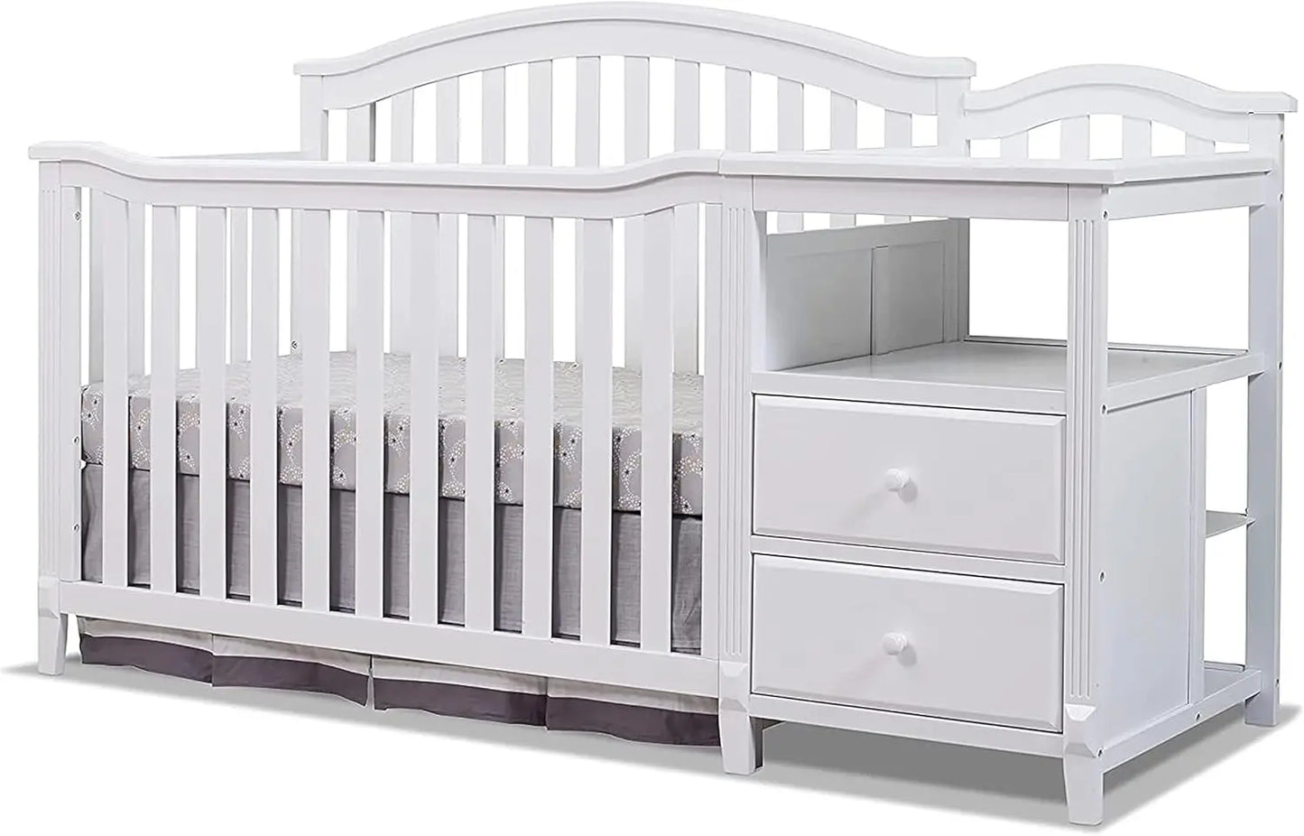 Crib and Changer with Slat Panel Back Classic -in- Convertible Diaper Changing Table