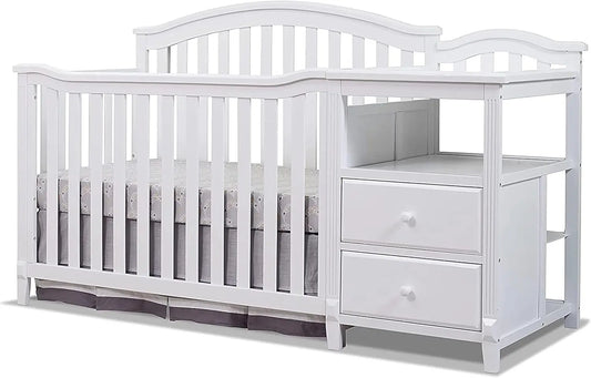 Crib and Changer with Slat Panel Back Classic -in- Convertible Diaper Changing Table