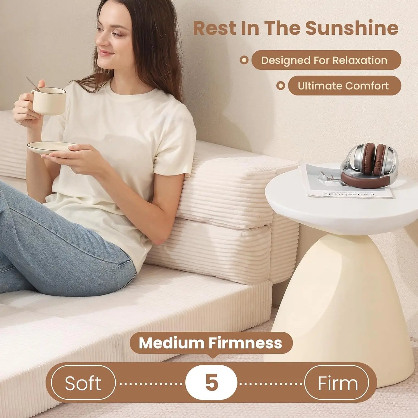 Convertible Sofa Bed, Foldable Sleeper Chair with Pillow, 2-in-1 Loveseat for Living Room