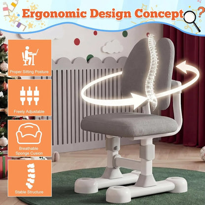 Adjustable Kids Desk Chair Set with LED Light