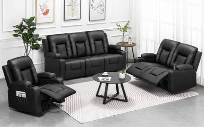 Recliner Chair Set, Leather Recliner Living Room Furniture Sets, Recliner Sofa Loveseat