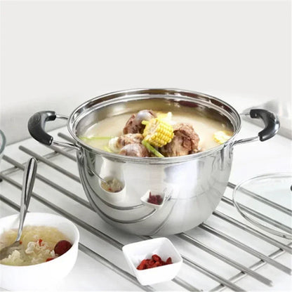 Stainless Steel Double Bottom Soup Pot Nonmagnetic Cooking Multi purpose Cookware Non stick Pan Gas cooker