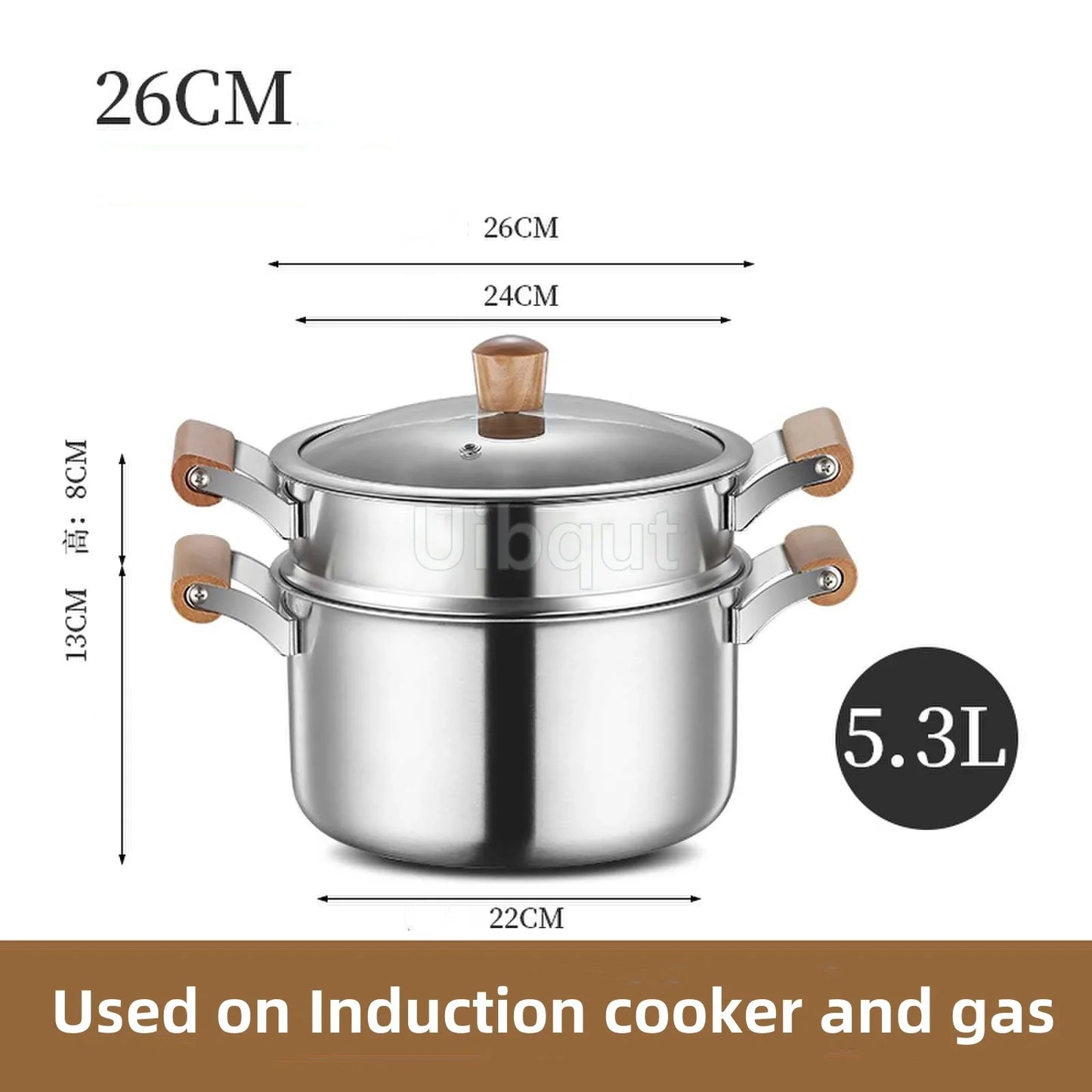 Stainless Steel Double Bottom Soup Pot Nonmagnetic Cooking Multi purpose Cookware Non stick Pan Gas cooker