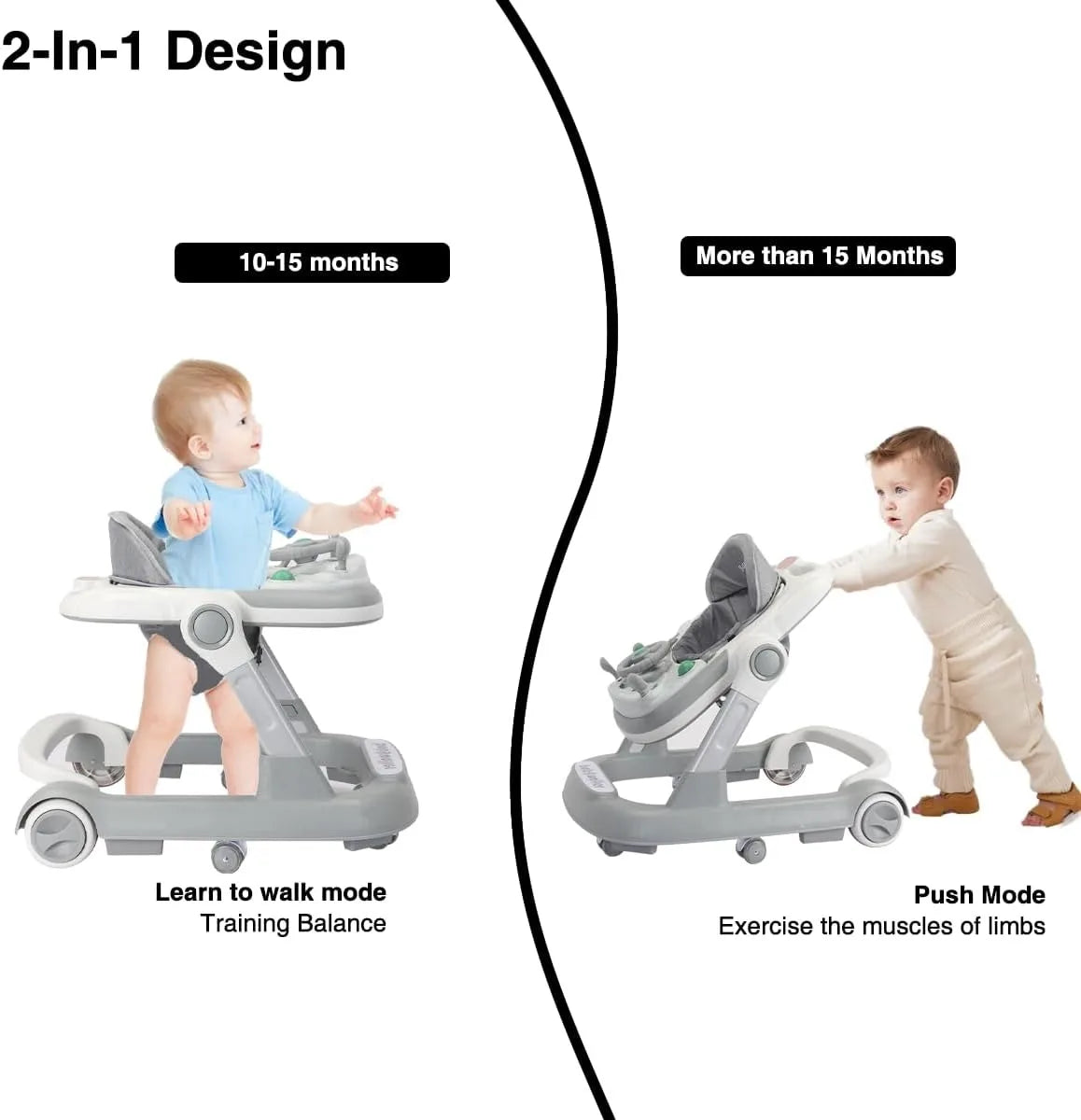 Toddler Baby Push Walker with Removable Feeding Tray and Music Tray