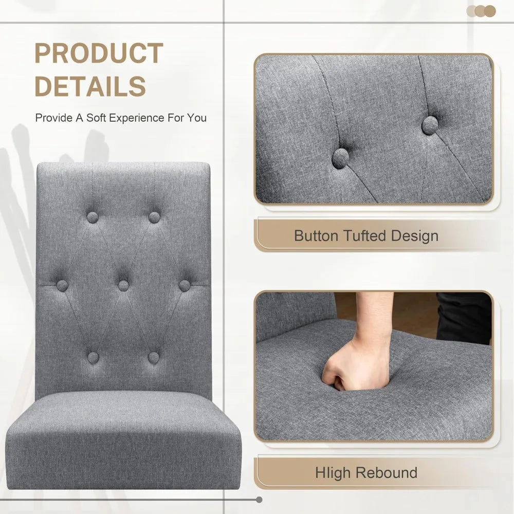 Furmax Ergonomic Dining Chairs Set of 2, Upholstered Fabric Dinning Room Chairs, Button Tufted Kitchen Chairs with Adjustable Wo