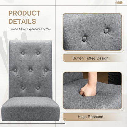 Furmax Ergonomic Dining Chairs Set of 2, Upholstered Fabric Dinning Room Chairs, Button Tufted Kitchen Chairs with Adjustable Wo