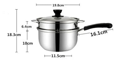 Stainless Steel Double Bottom Soup Pot Nonmagnetic Cooking Multi purpose Cookware Non stick Pan Gas cooker