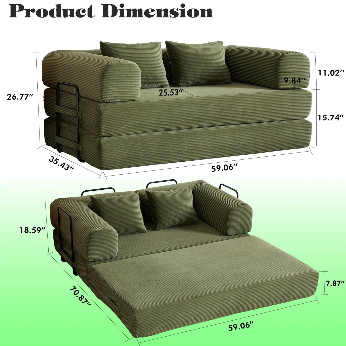 Convertible Floor Sofa Bed Foldable Compressed Loveseat