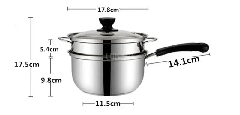 Stainless Steel Double Bottom Soup Pot Nonmagnetic Cooking Multi purpose Cookware Non stick Pan Gas cooker