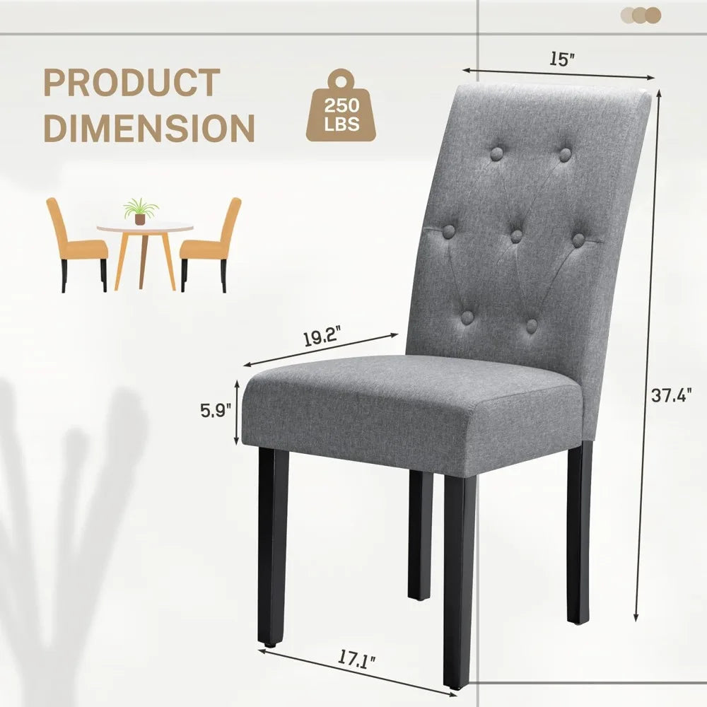 Furmax Ergonomic Dining Chairs Set of 2, Upholstered Fabric Dinning Room Chairs, Button Tufted Kitchen Chairs with Adjustable Wo