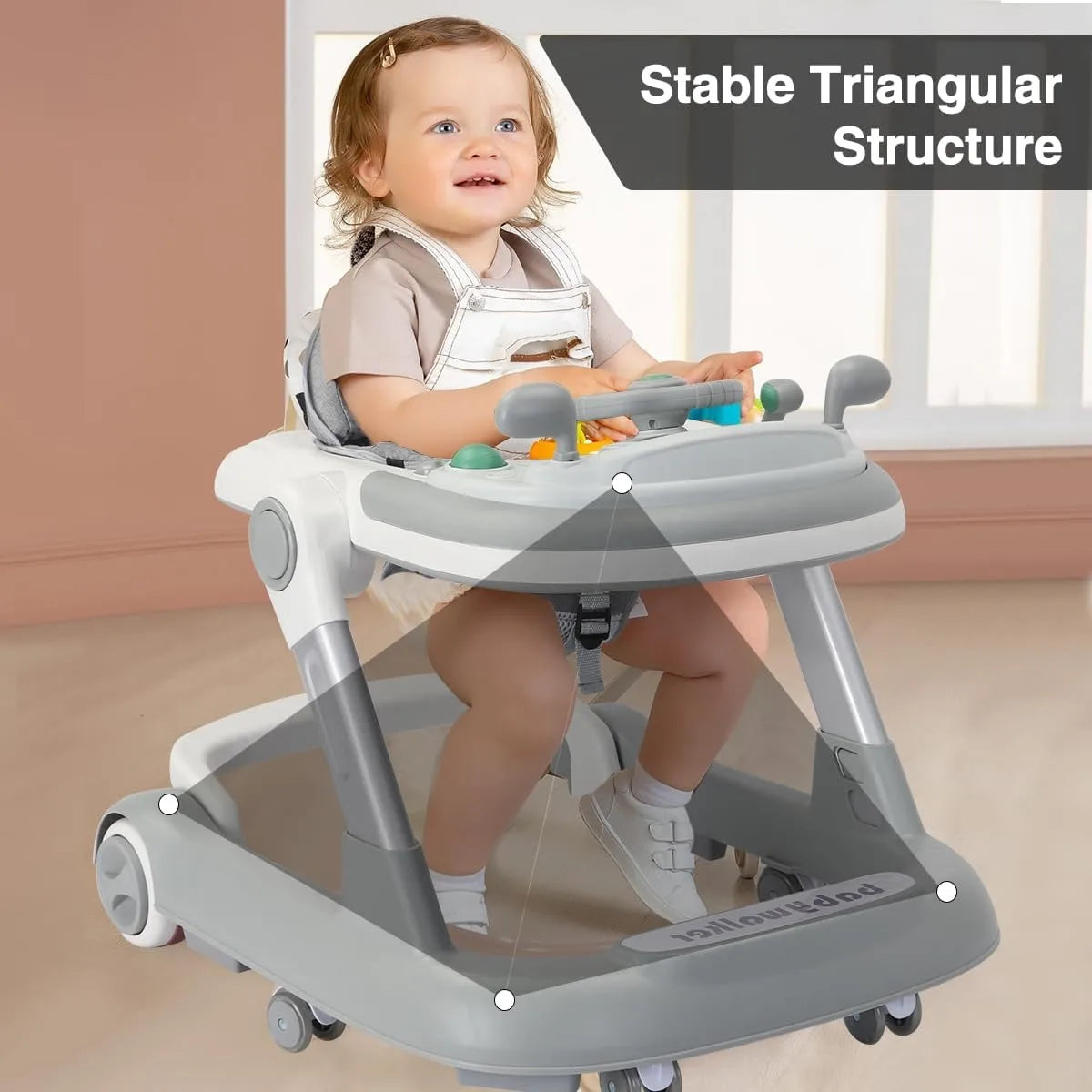 Toddler Baby Push Walker with Removable Feeding Tray and Music Tray