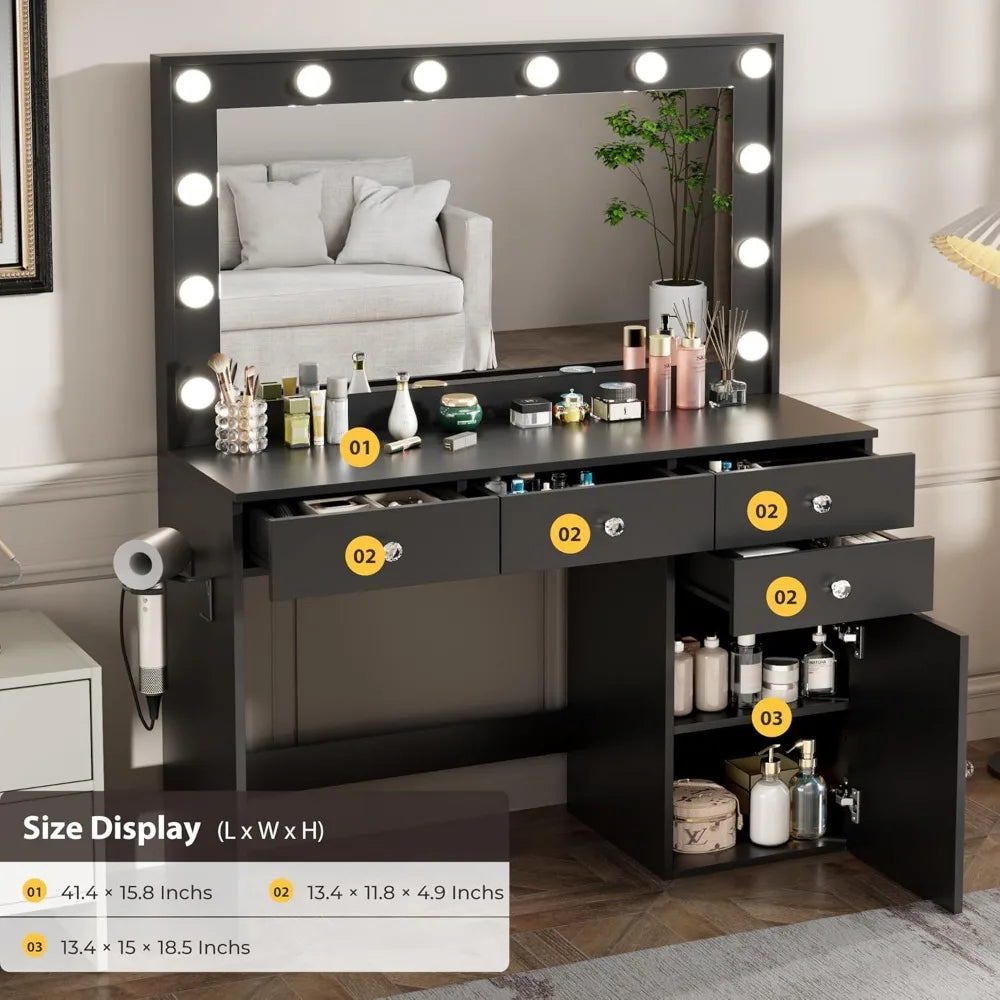 Vanity Desk With Mirror & Lights