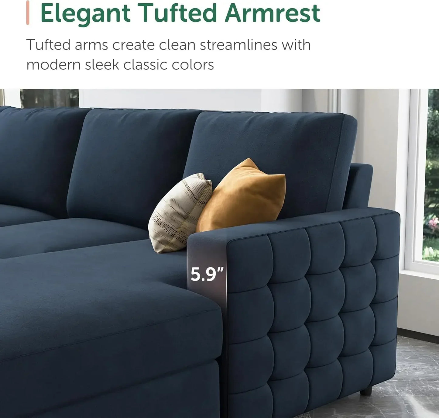 Sectional Sleeper Sofa with Pull Out Bed Lounge Living Room 6 Seater