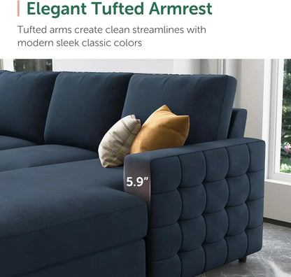 Sectional Sleeper Sofa with Pull Out Bed Lounge Living Room 6 Seater