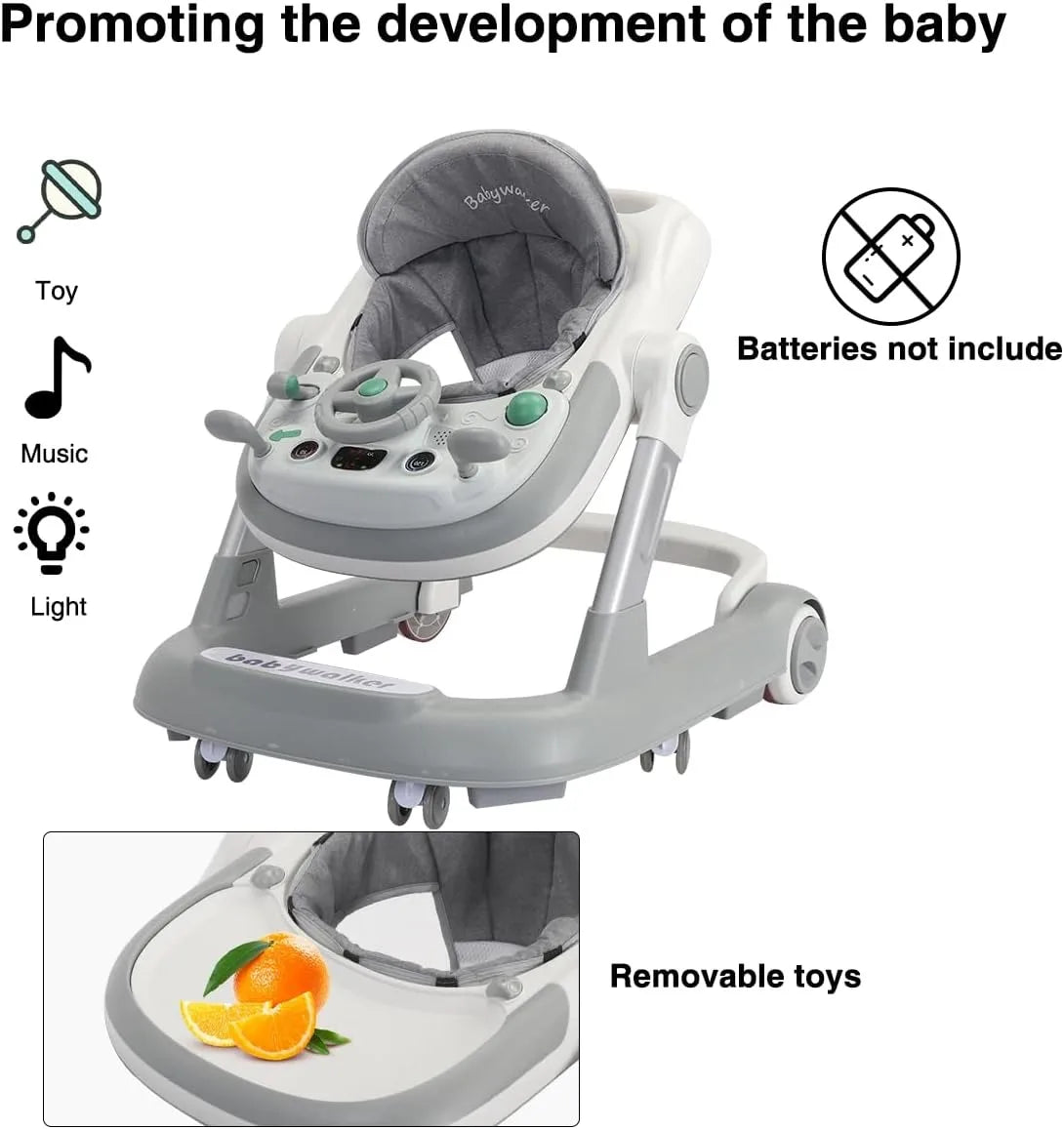 Toddler Baby Push Walker with Removable Feeding Tray and Music Tray