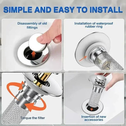 Bathroom Sink Drain Strainer with Hair Catcher Basket